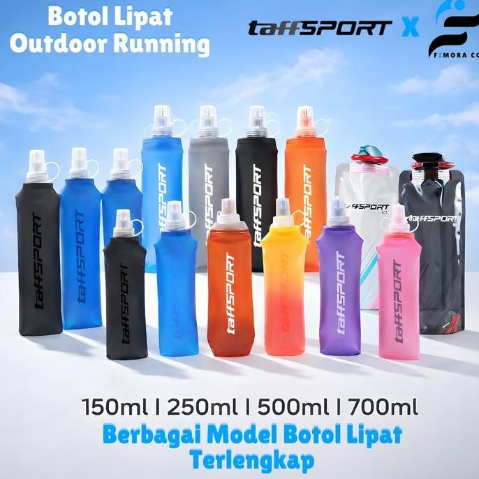 Sihaminar0 Taffsport Botol Minum Lipat Soft Flask Water Bottle 150Ml 250Ml 500Ml 700Ml Bpa Free Tebal Anti Bocor Running Outdoor Travel Friendly