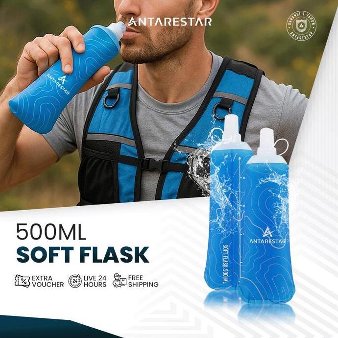 Dispo- Antarestar Soft Flask 500Ml Botol Minum Lipat Tpu Ringan Bpa Free Untuk Hiking Lari Trail Olahraga Outdoor Kapasitas 500Ml Berat 33 Gram | Sfk
