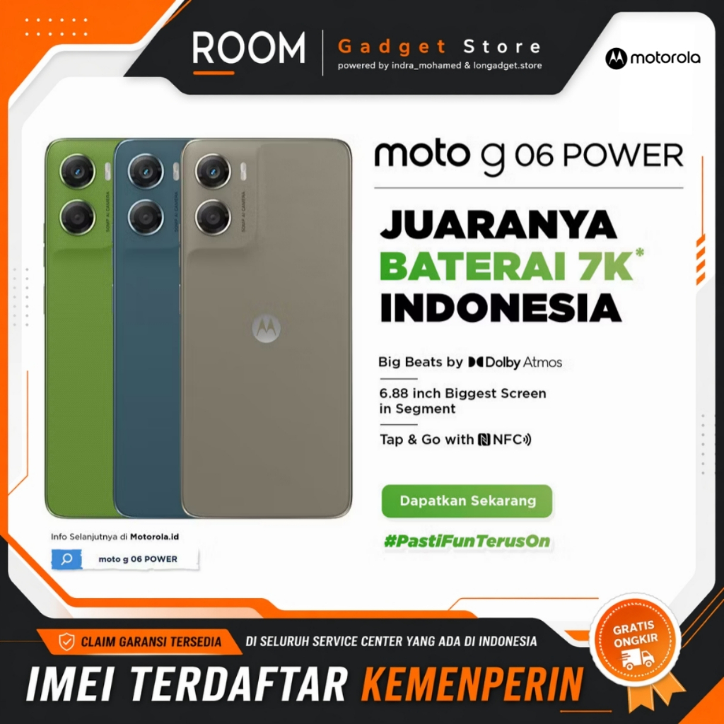 Motorola Moto G06 Power 128GB RAM 12GB (4+8GB) Garansi Resmi Original