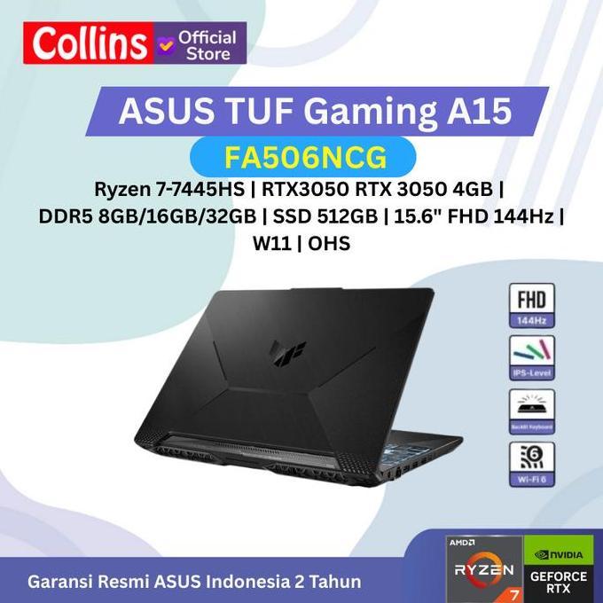 ASUS TUF Gaming A15 FA506NCG Ryzen 7-7445HS RTX3050 SSD 512GB 15.6" FHD 144Hz W11 OHS
