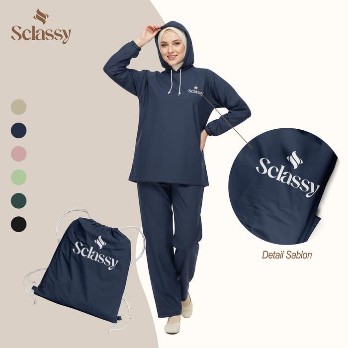 Sclassy Jas Hujan Setelan Wanita Bahan Pvc Premium Tahan Air Waterproof Ringan Mudah Dilipat Cocok