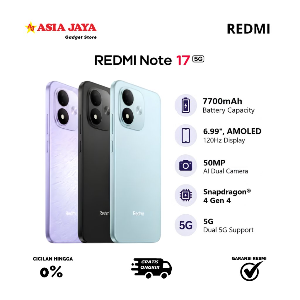 Xiaomi Redmi Note 17 5G Ram 8/256GB - Garansi Resmi