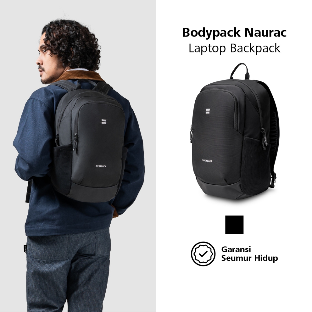 Jual Bodypack Naurac Laptop Backpack 14 Inch Tas Ransel Kerja Kuliah Sekolah Ringan Multifungsi - Hitam | Shopee Indonesia