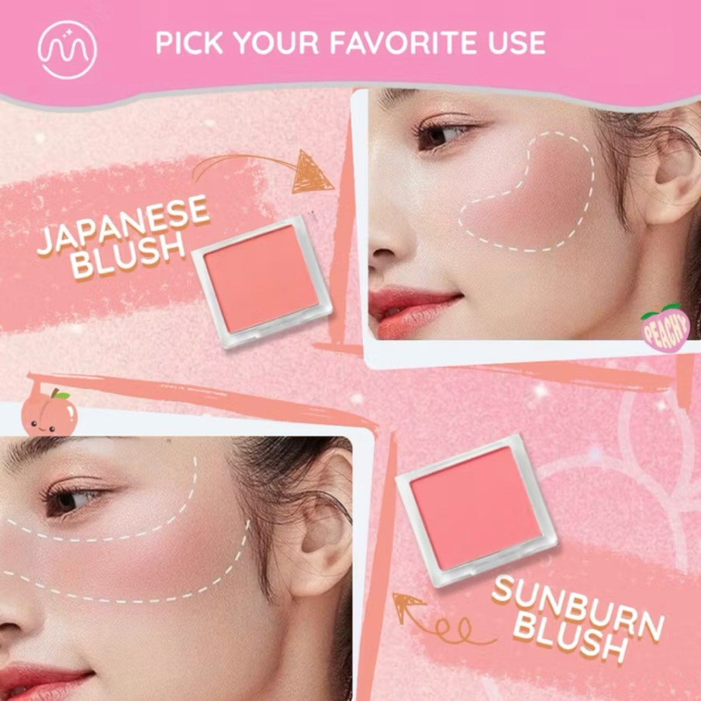 MINIPINK Peachy Blush On Palette 4 Warna Blush Compang Natural Matte MP048 untuk Tampilan Wajah Lebih Cantik