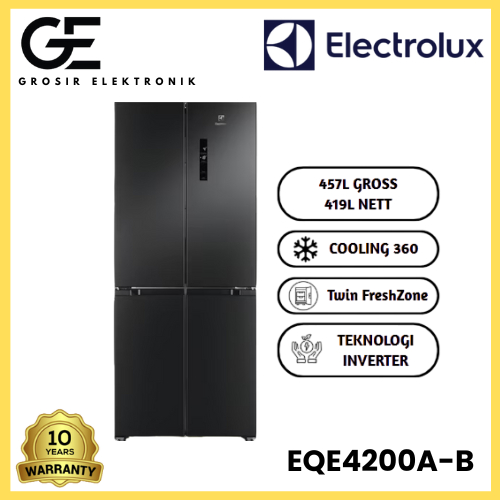 Electrolux Kulkas 4 Pintu EQE4200A-B 457L Teknologi Inverter Hemat Listrik Garansi Resmi