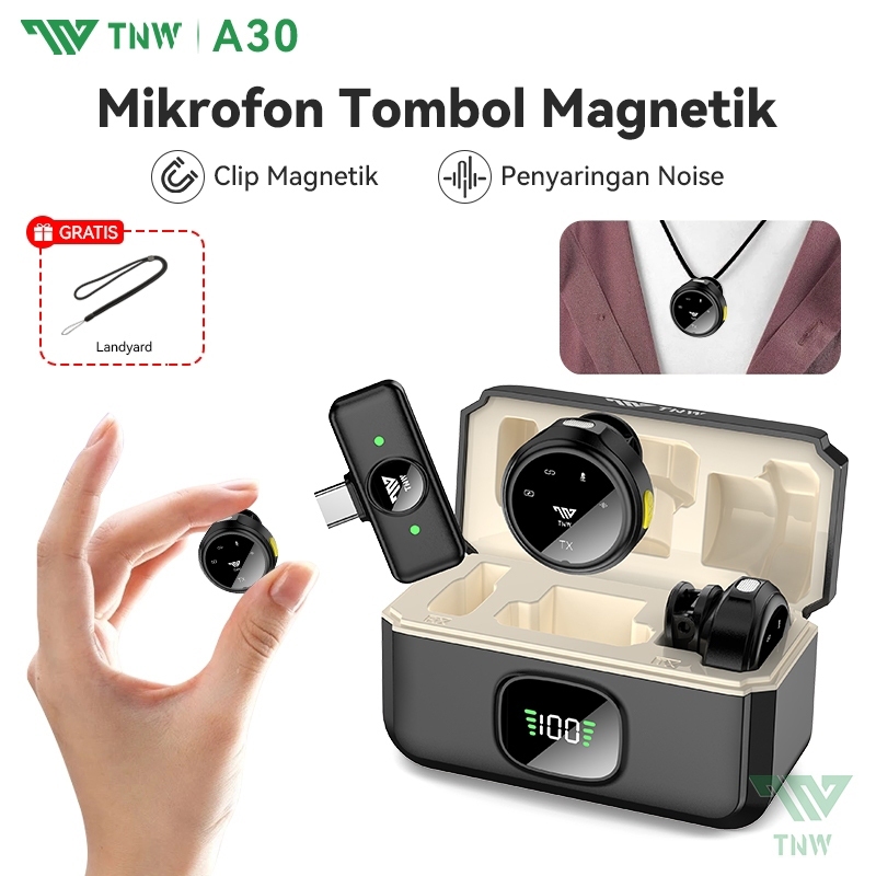 Jual TNW A30 Wireless Clip on Mic Microphone Dual Mikrofon Wireless Mikrofon hp Lavalier Microphone wireless Plug & Play Lapel Mic dan Charging Case for TikTok YouTube Facebook Live Stream | Shopee Indonesia