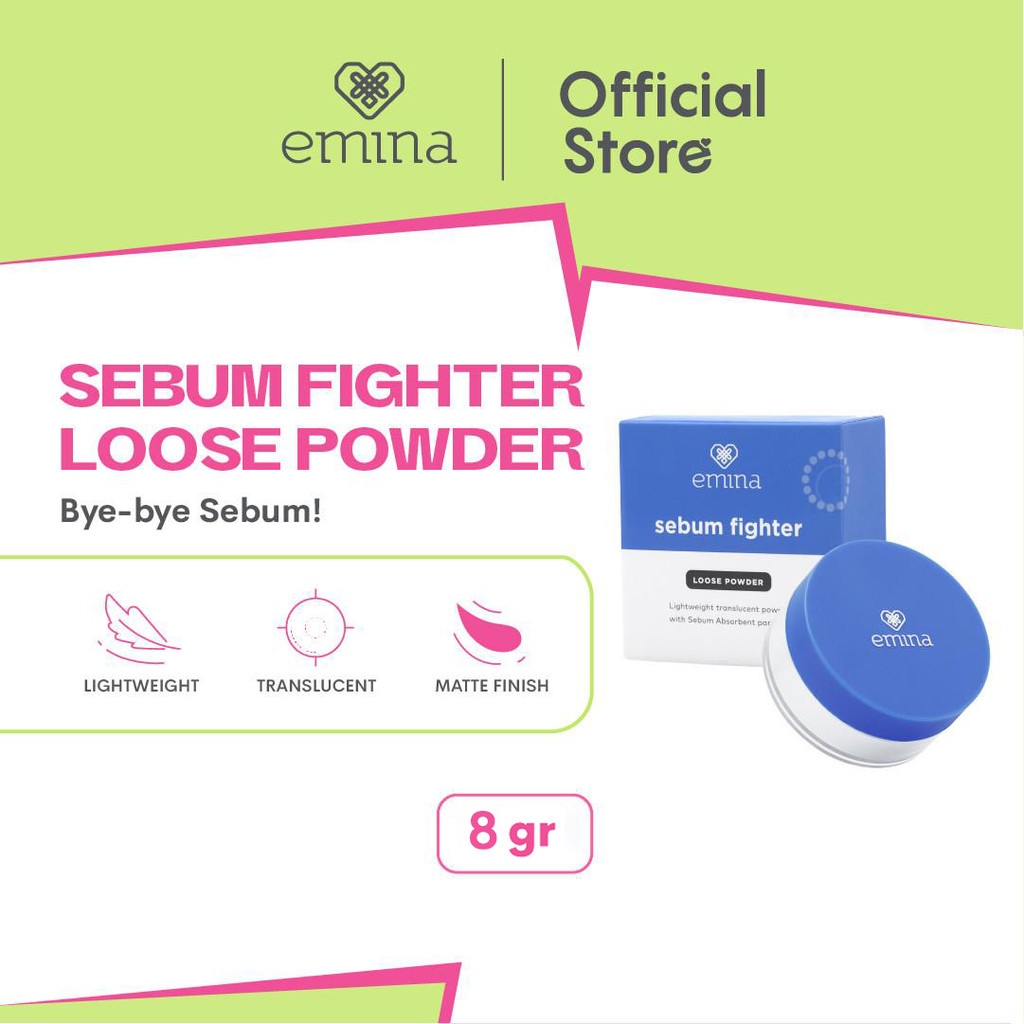 Emina Sebum Fighter Loose Powder 8 g -  Bedak Tabur Translucent Matte, Kontrol Minyak