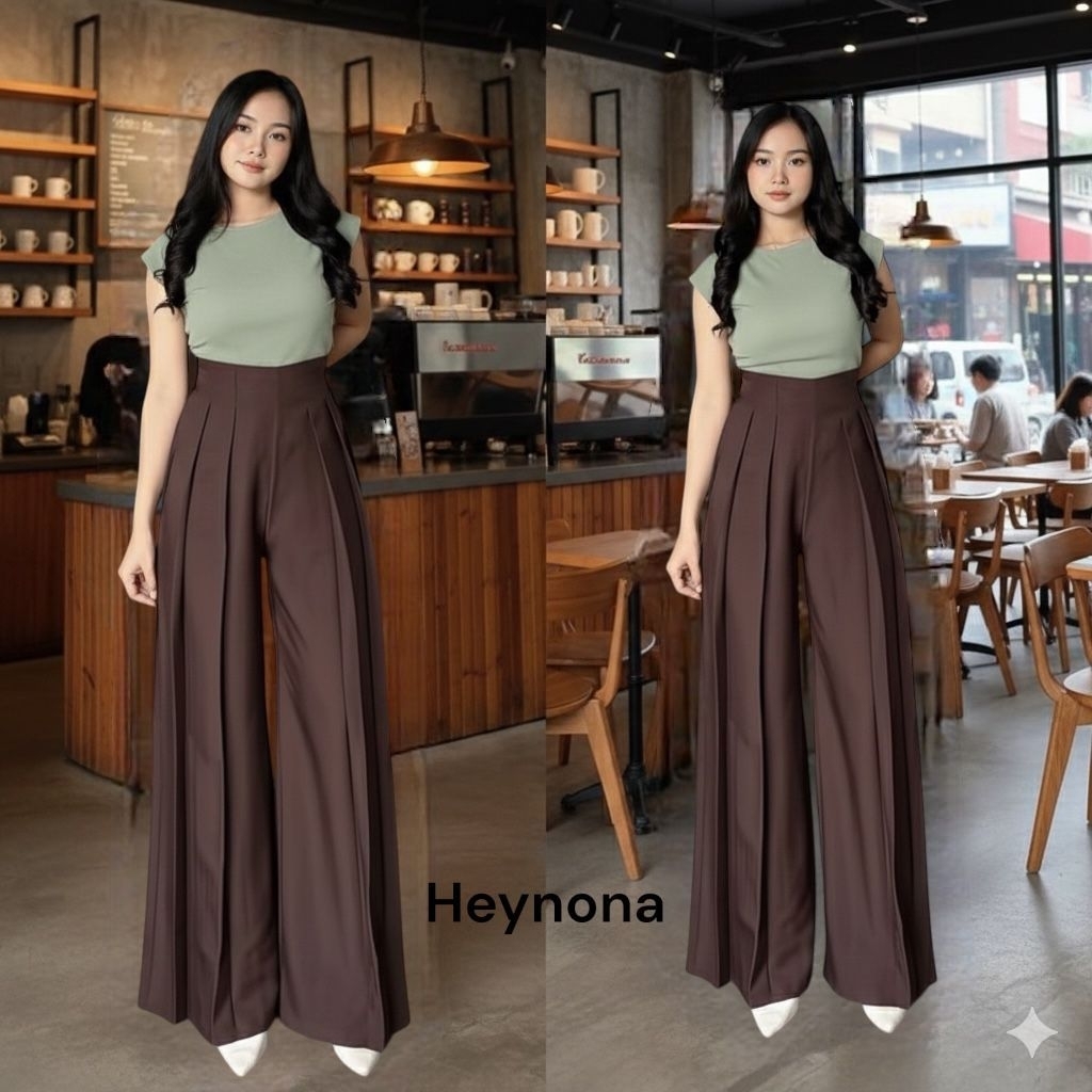 Jual Heynona - Lavie Pants - Culote Palazzo Highwaist Celana Panjang Wanita - Celana Fashion Muslim Wanita - Celana Casual Vintage Trendy - Viral | Shopee Indonesia