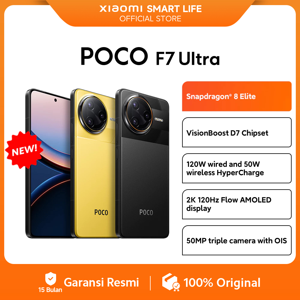 POCO F7 Ultra (12/256GB)(16/512GB) | Snapdragon 8 Elite | VisionBoost D7 Chipset | 120W/50W wireless HyperCharge | 2K AMOLED display [Official Store]