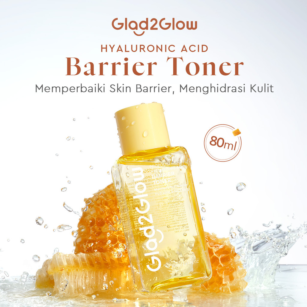 [Add On Deal] Glad2Glow Barrier Toner Propolis Hyaluronic Acid Essence 80ml Toner
