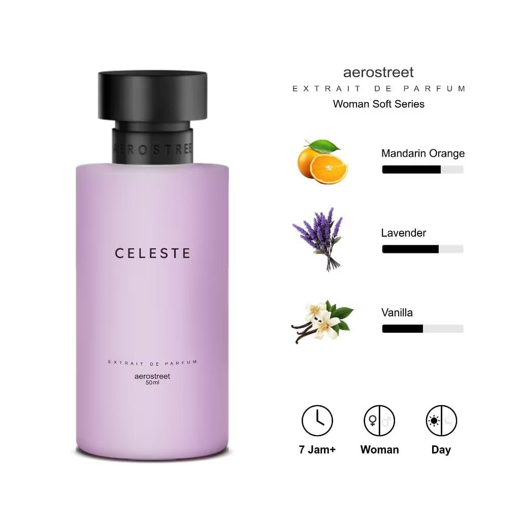 Aerostreet Parfum Soft Celeste Aroma Mandarin Orange Lavender Vanilla- Extrait De Parfum PF009 Parfum Wanita