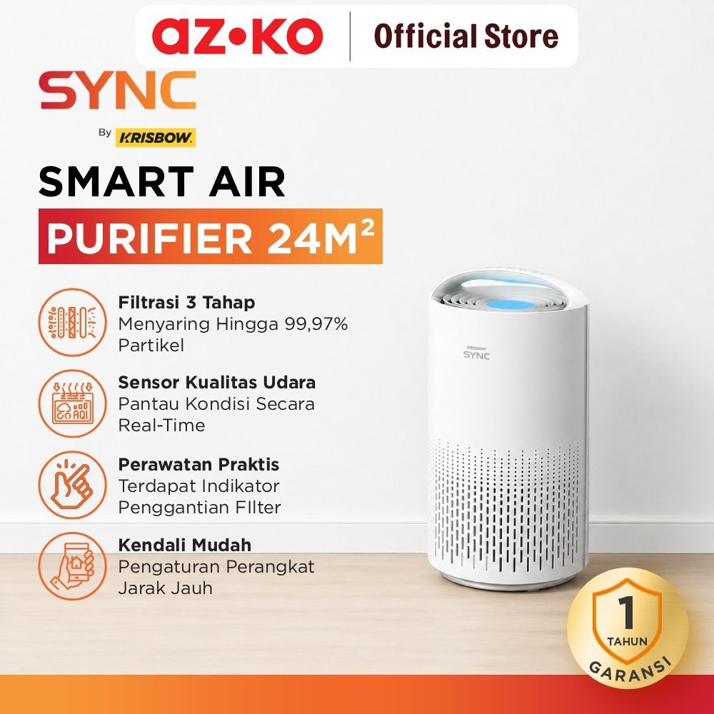 Jual AZKO Krisbow Sync Smart Air Purifier 24 m2 Air Cleaner Penjernih Udara Pembersih Udara Alat Penyaring Purifier Ruangan Part Filter | Shopee Indonesia