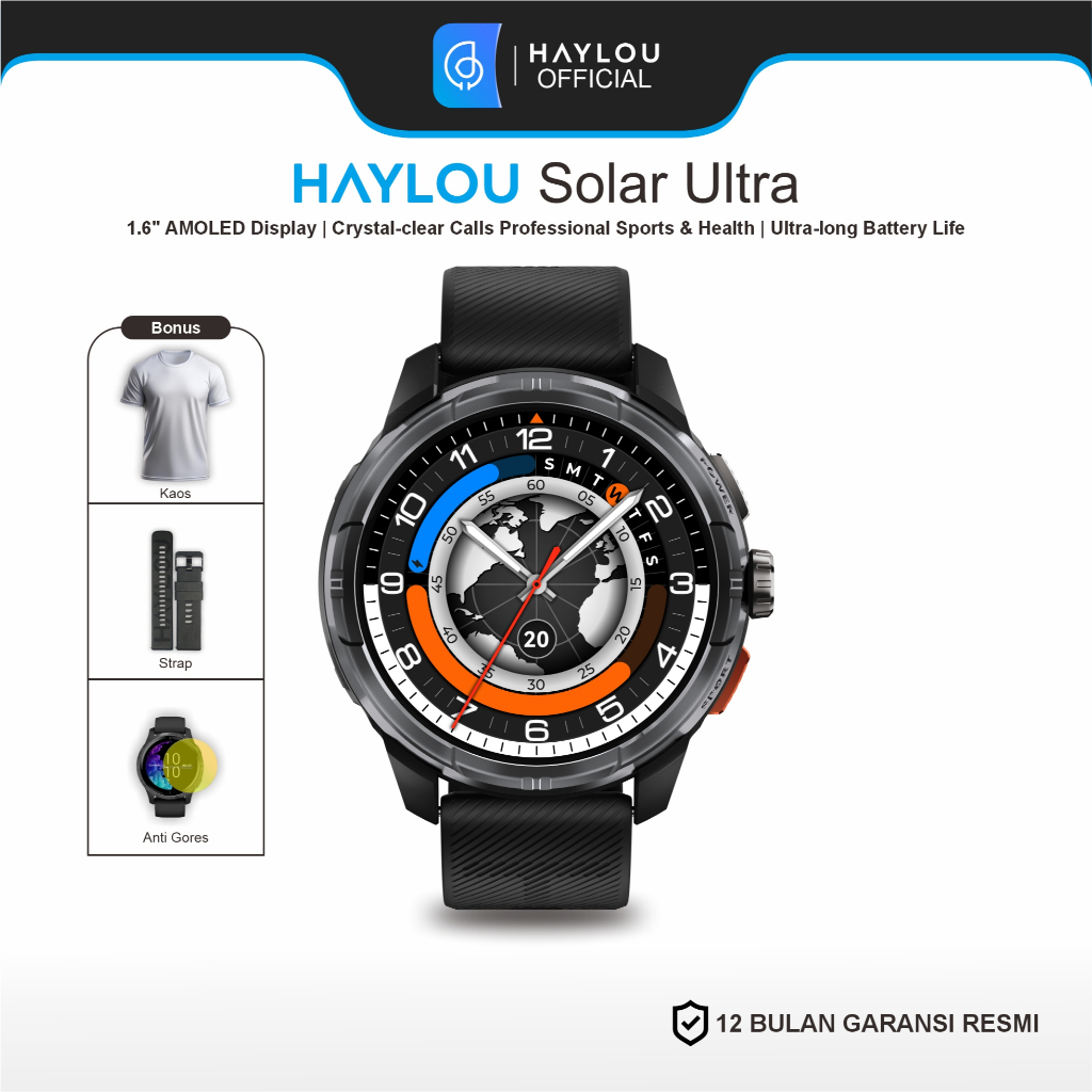Jual Haylou Solar Ultra SmartWatch 1.6" Amoled HD BTCALL GPS BUILT IN | Shopee Indonesia