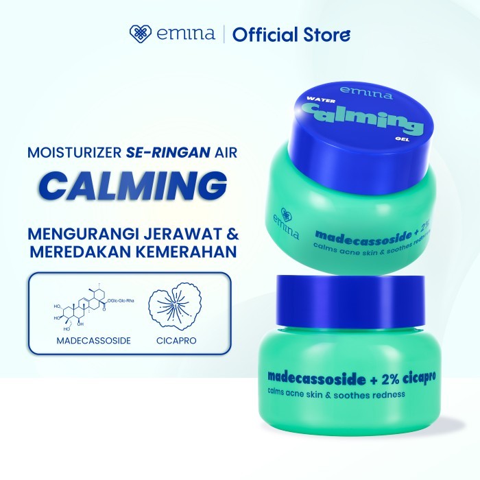 Emina Water Calming Gel Moisturizer 30g | Mengurangi Jerawat & Meredakan Kemerahan, Soothing, untuk Kulit Berminyak/Sensitive