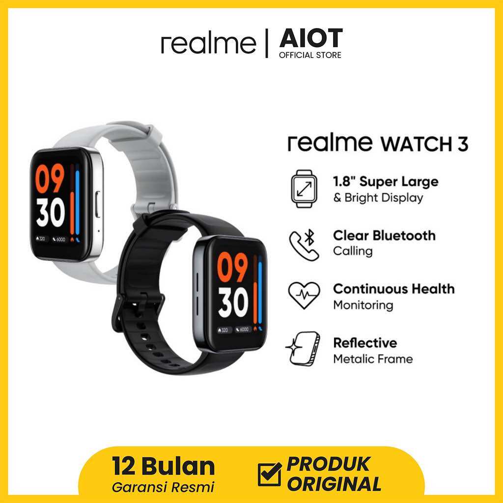 realme aiot Official Watch 3 1.8 inch Large Color Display | Clear Bluetooth Calling | 110+ Sports Modes | Health Monitoring | 7-Day Battery Life