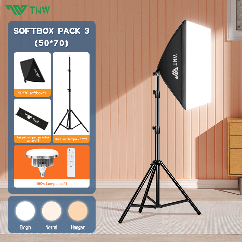 TNW Softbox Lighting Lampu Softbox Lighting Studio Lampu Studio Fotografi Lampu Foto150w untuk Live Streaming/Studio/Foto/Video