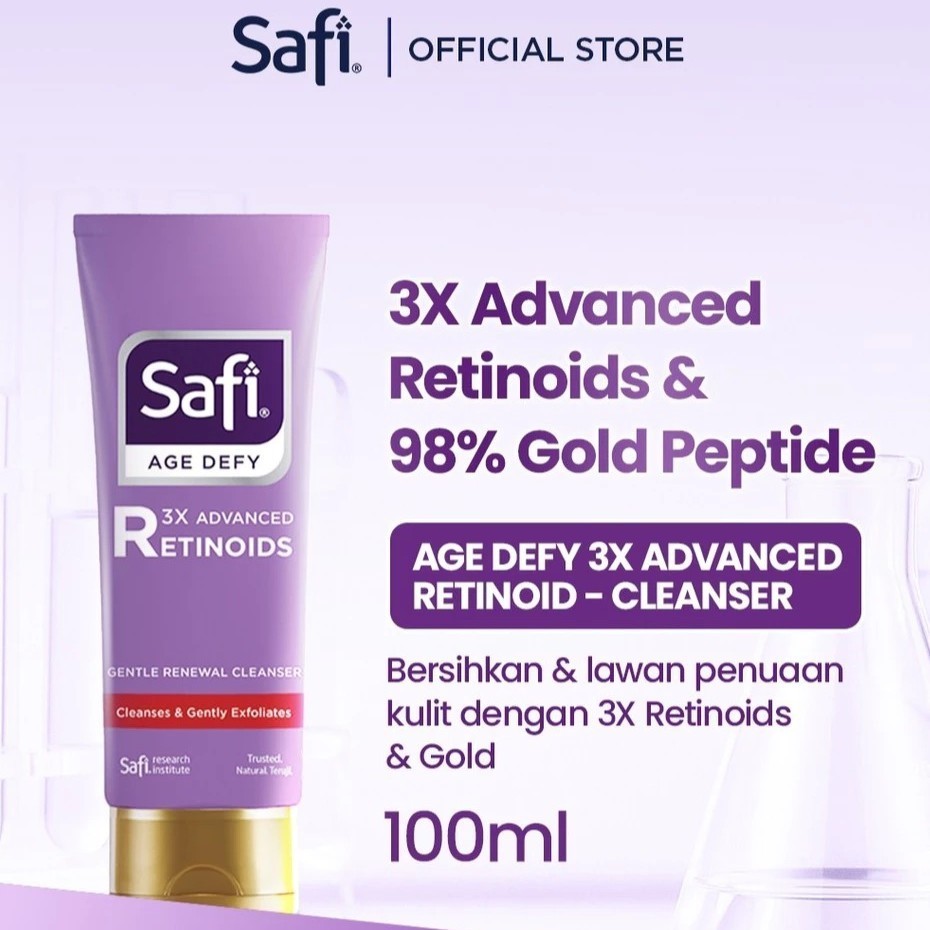 (ORIGINAL) Safi Age Defy 3X Advanced Retinoid Gentle Renewal Cleanser 100gr – Sabun Cuci Muka Anti Aging, Brightening, Non SLS & Gentle Cleanser