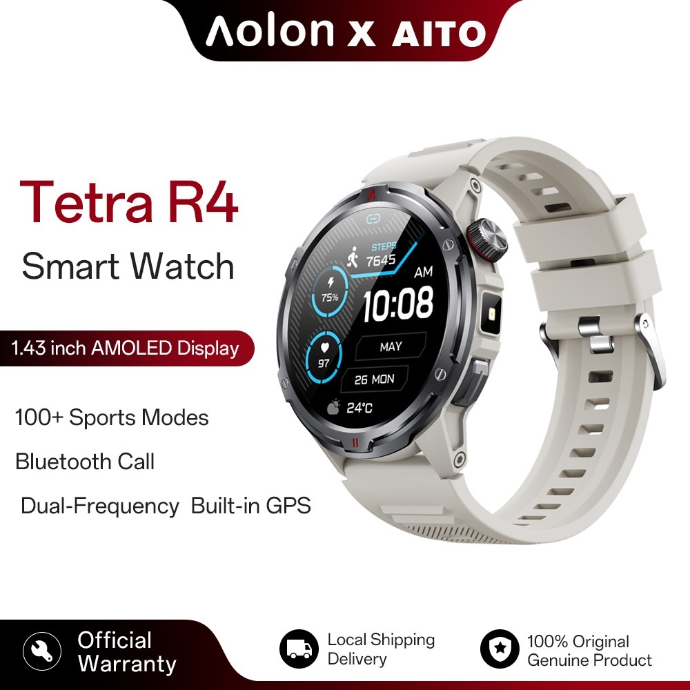 Jual Aolon Tetra R4 Smartwatch Amoled AOD Cover Lock Compass Bluetooth Call Smart Watch 1.46inch Display Heart Rate Blood Oxygen Sleep Monitoring GPS | Shopee Indonesia