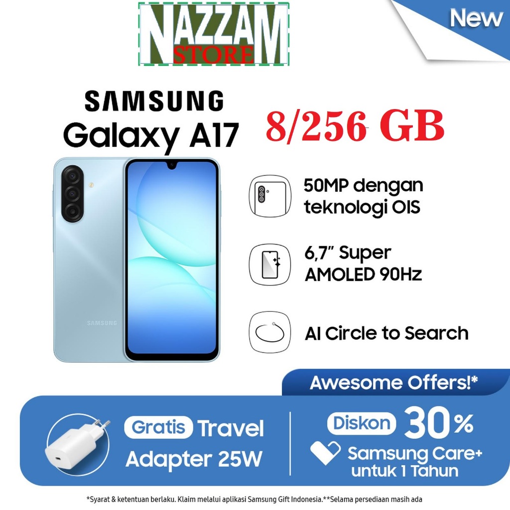 Samsung Galaxy A17 LTE 8/256 GB 4G Garansi Resmi + Adapter Ori