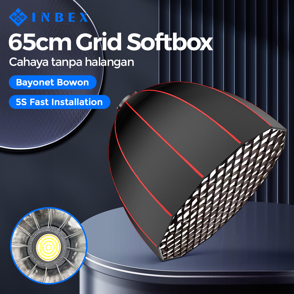 INBEX 65CM Lattern Softbox/ Grid softbox Lighting Studio Pencahayaan Studio Fotografi Livestream Light Softbox