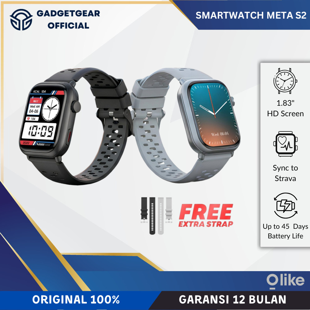 Jual OLIKE Smartwatch Meta S2 Layar 1.83” HD Baterai Besar 1000mAh IP68 Health Sport Monitoring | Shopee Indonesia