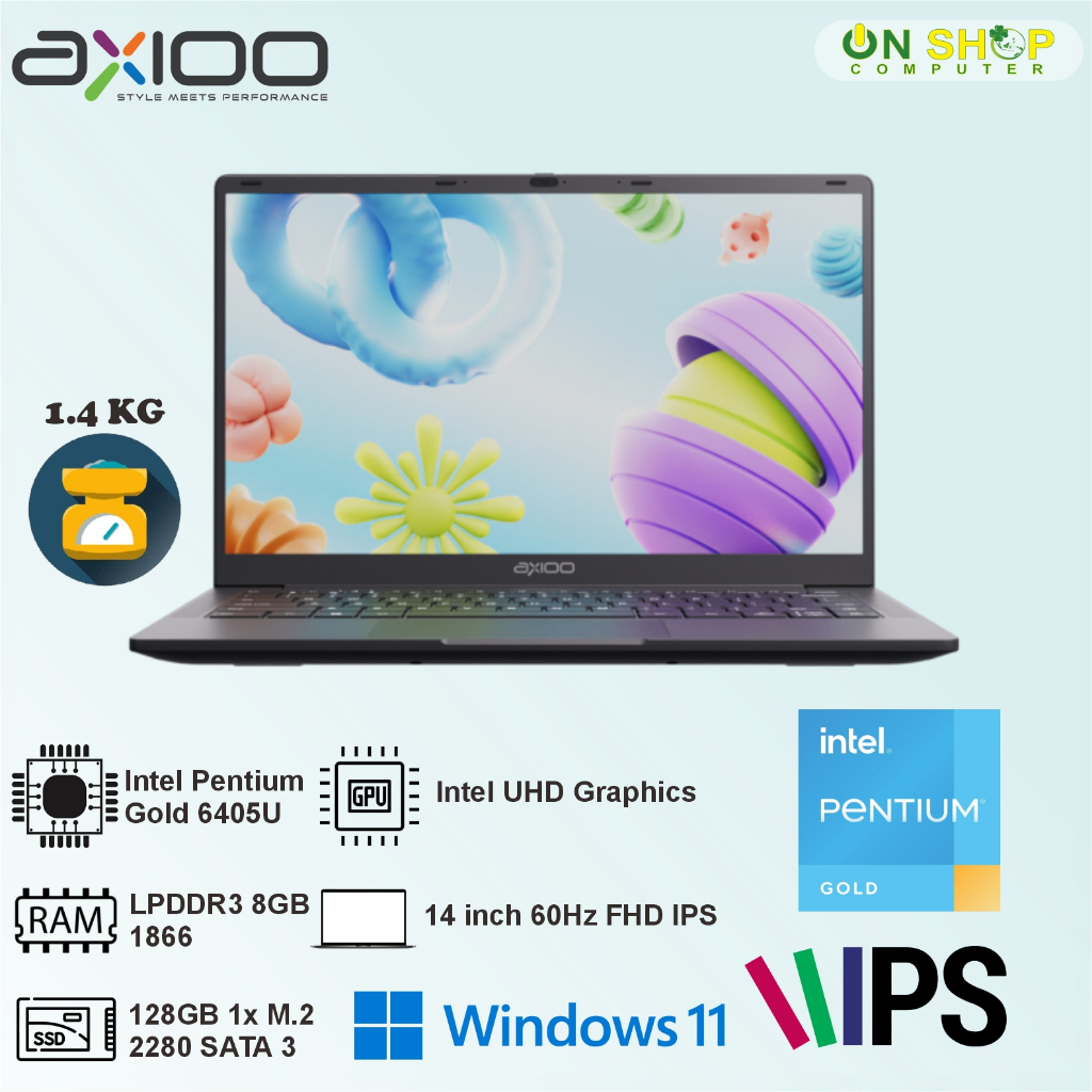 Laptop - Axioo Hype P Pentium Gold G6405 8GB 128GB Windows 11 14.0 Full HD IPS