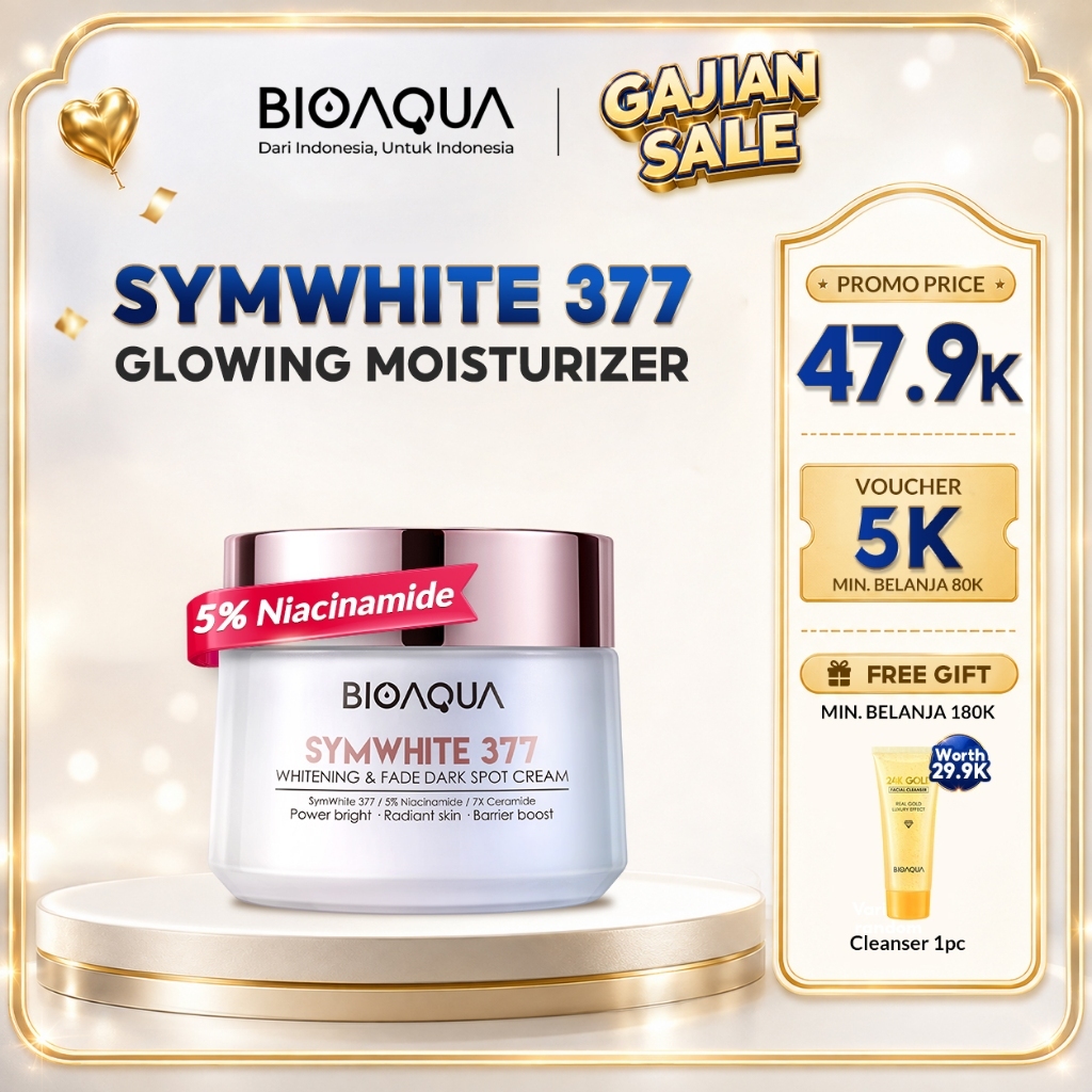 BIOAQUA Moisturizer SymWhite Krim Pemutih Wajah SymWhite 377 untuk Mencerahkan dan Mengatasi Flek Hitam