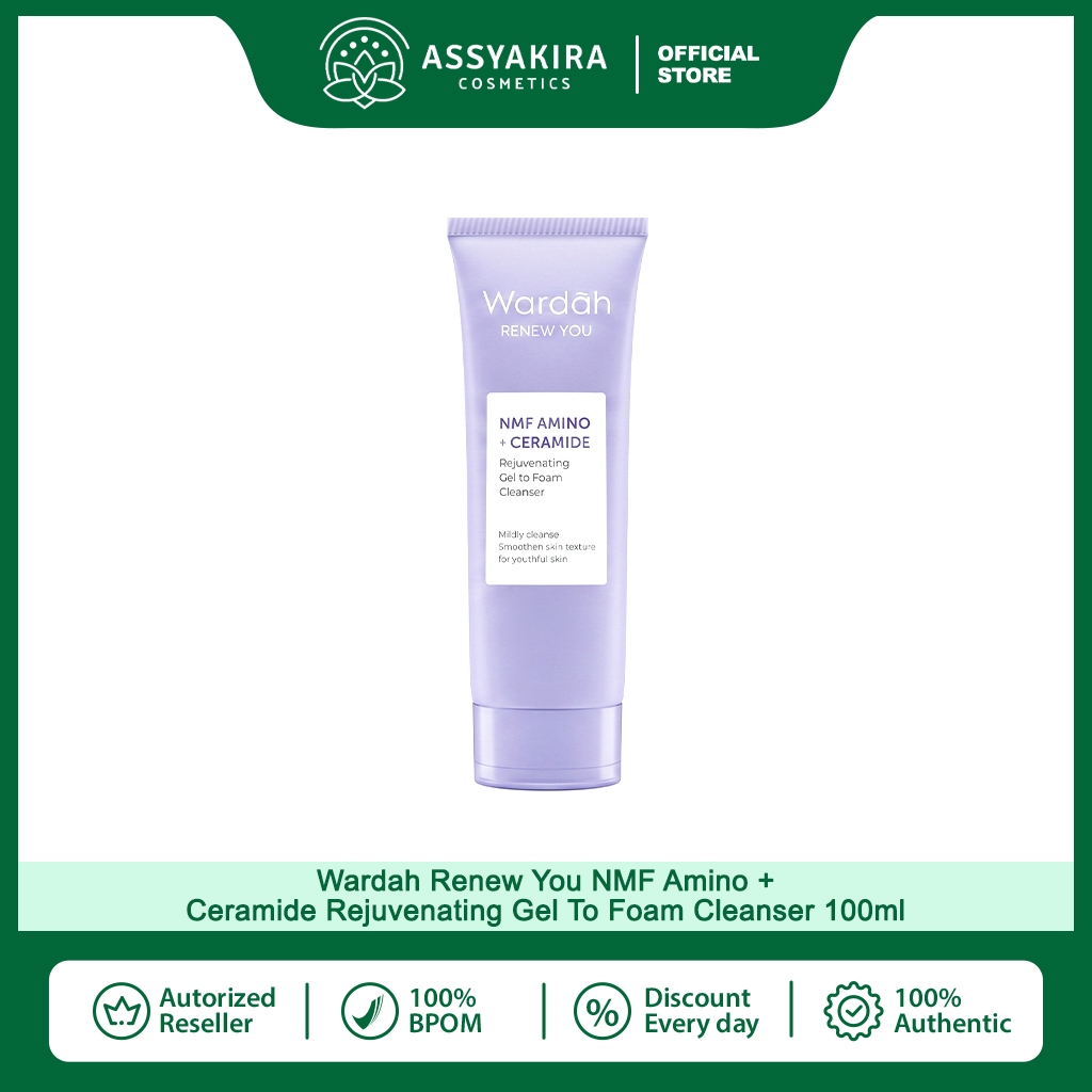 Wardah Renew You NMF Amino + Ceramide Rejuvenating Gel To Foam Cleanser 100ml - Sabun Cuci Muka Gentle Acid Mantle ExpertTM Technology