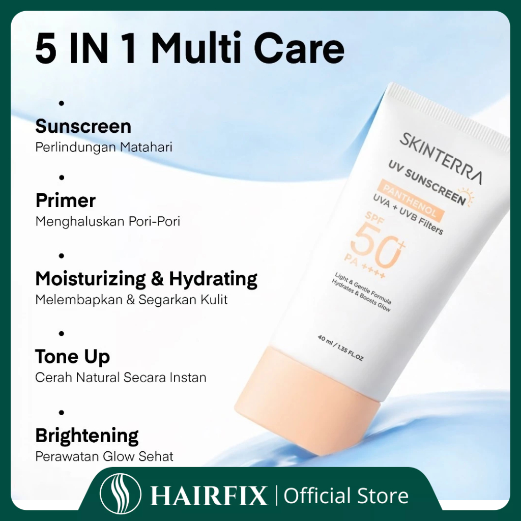 SKINTERRA UV Hybrid Tone Up Sunscreen SPF50+ PA++++ 40ml – Sunscreen Tone Up Ringan, Hydrating & UV Protection
