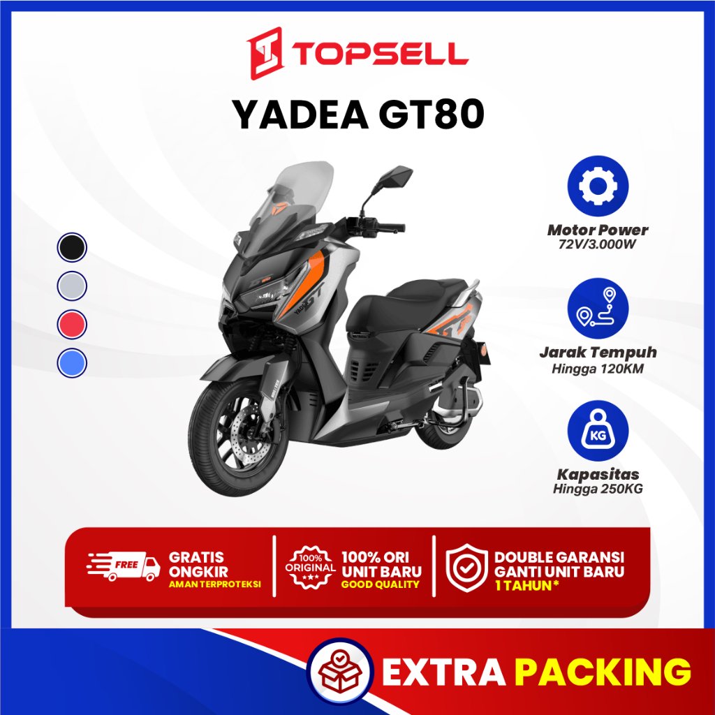 Jual MOTOR LISTRIK YADEA GT80 - GARANSI RESMI 3000W 72V 50Ah Lithium Jarak Tempuh 120KM | Shopee Indonesia