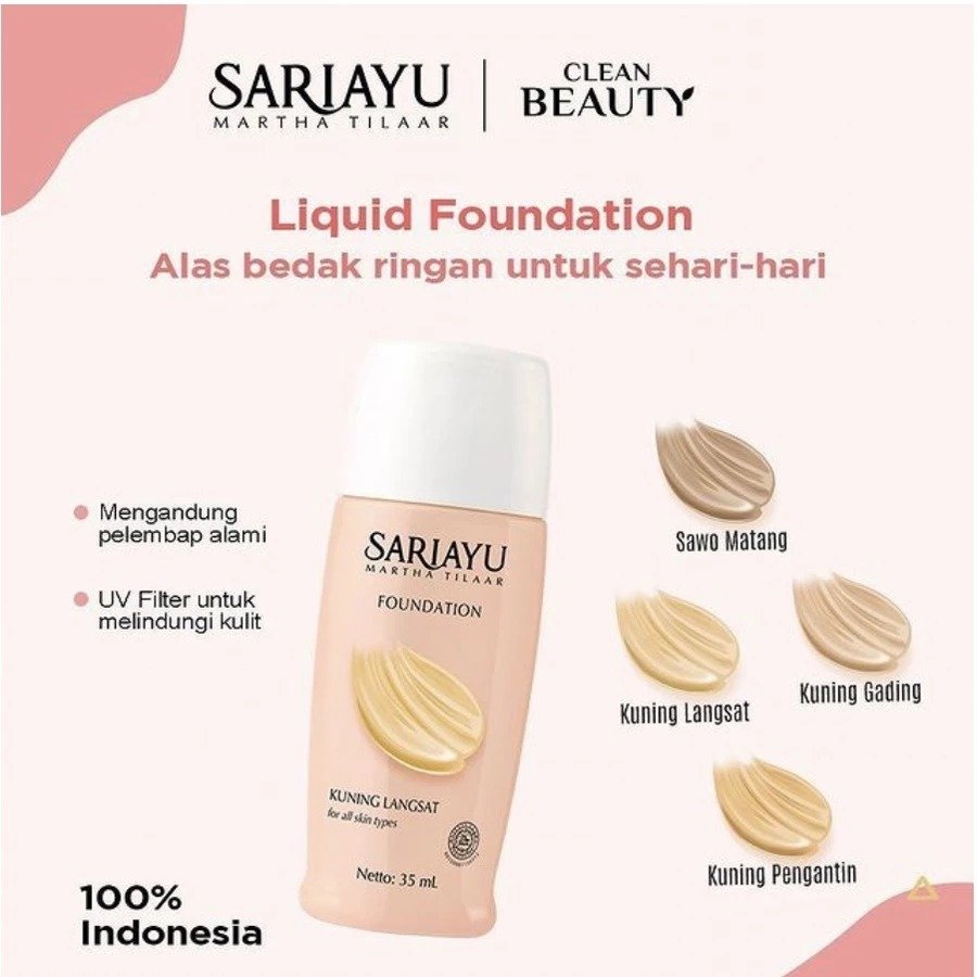JVI || Sariayu Liquid Foundation (Alas Bedak) - 35mL | - Kuning Langsat - Kuning Pengantin - Kuning Gading - Sawo Matang