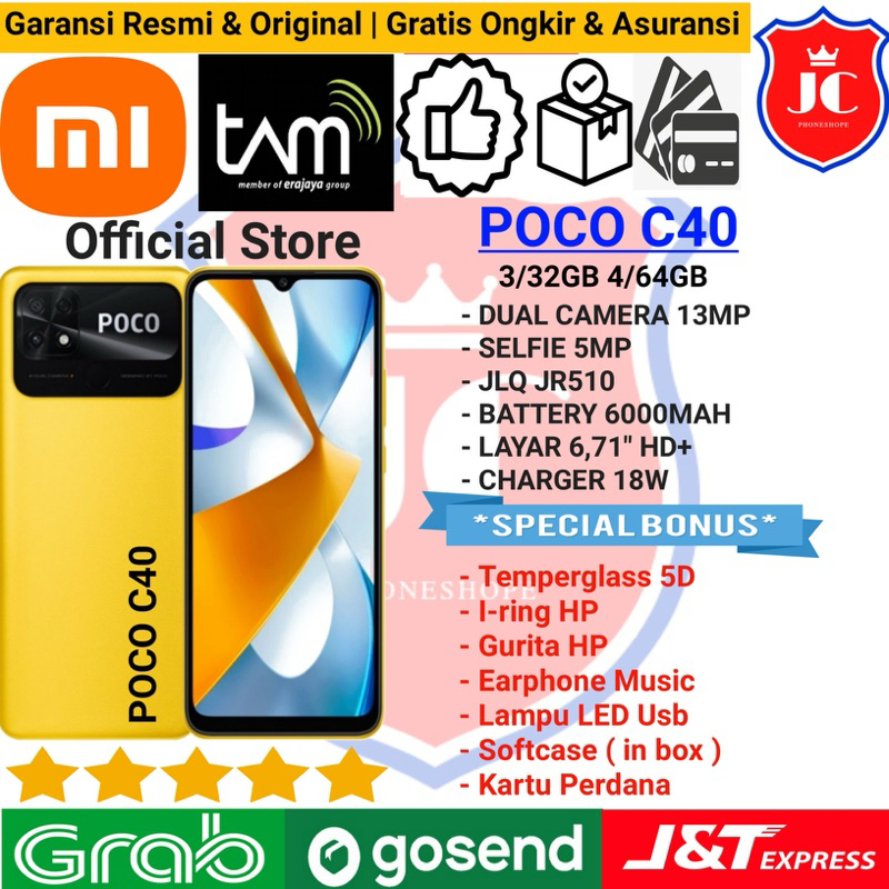 XIAOMI POCO C40 RAM 4/64GB 3/32GB GARANSI RESMI - BONUS