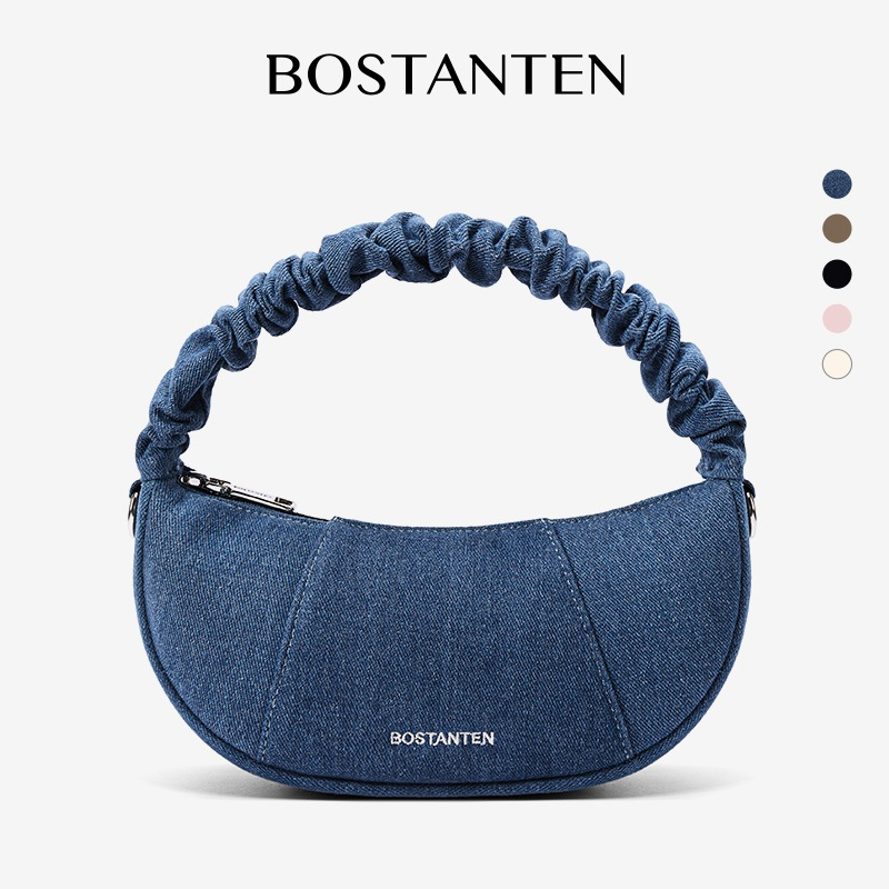 Jual [Demi Bag] BOSTANTEN Tas Wanita Bahan Denim Jeans Model Bulat Lipat Tangan Dapat Selempang Adjustable Slingbag Kekinian | Shopee Indonesia