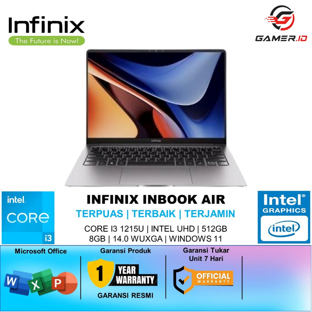 INFINIX INBOOK AIR CORE I3 1215U RAM 8GB SSD 512GB WINDOWS 11 WUXGA IPS 100SRGB