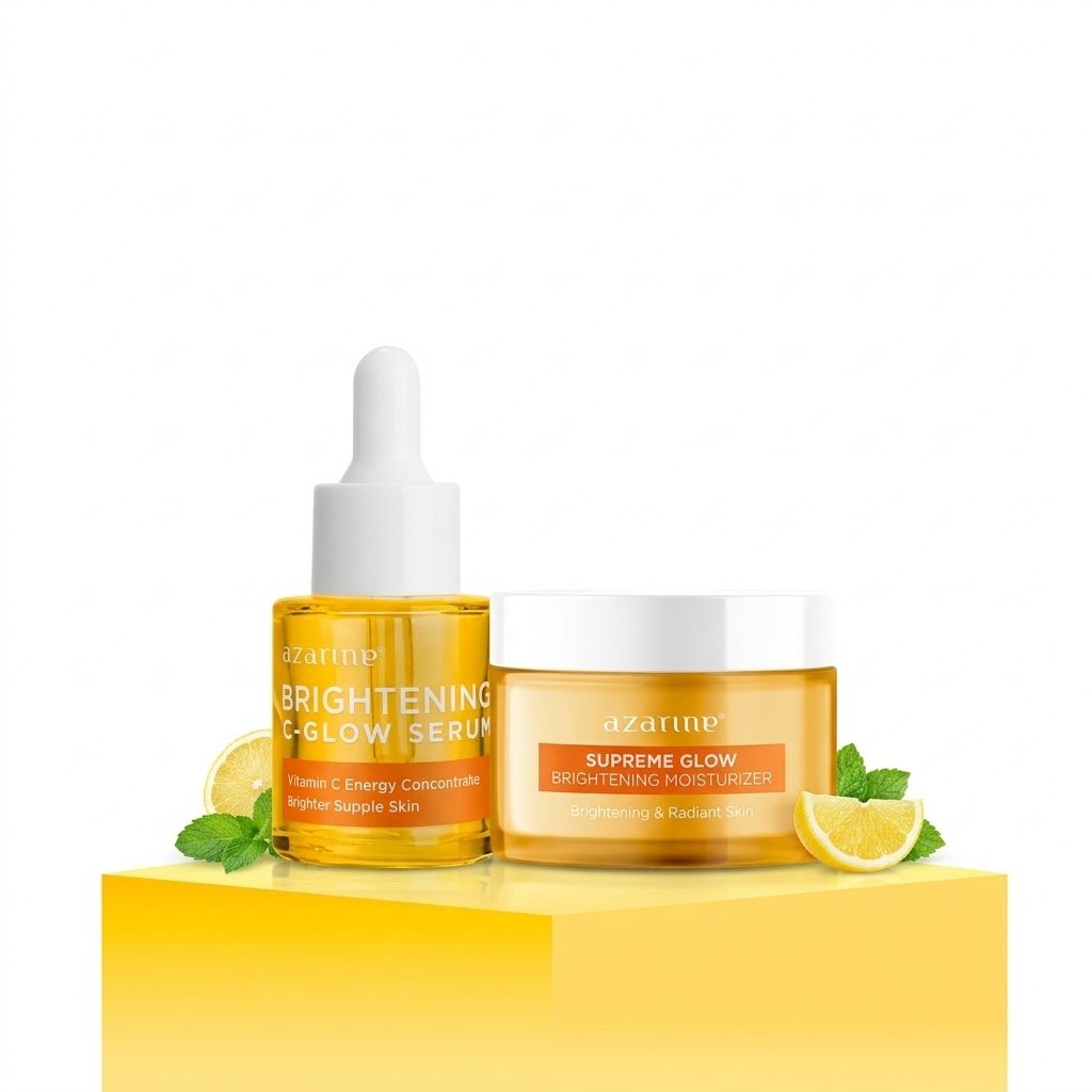 Set Krim Wajah azarine Brightening C-Glow Serum Supreme Glow Brightening Moisturizer