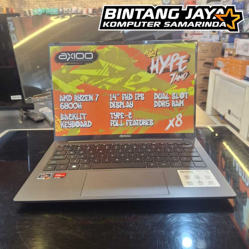 Laptop Axioo Hype 7 AMD X8/Ryzen 7-6800H/16GB/512GB SSD/14 Inch FHD IPS/W11 (NON OHS)