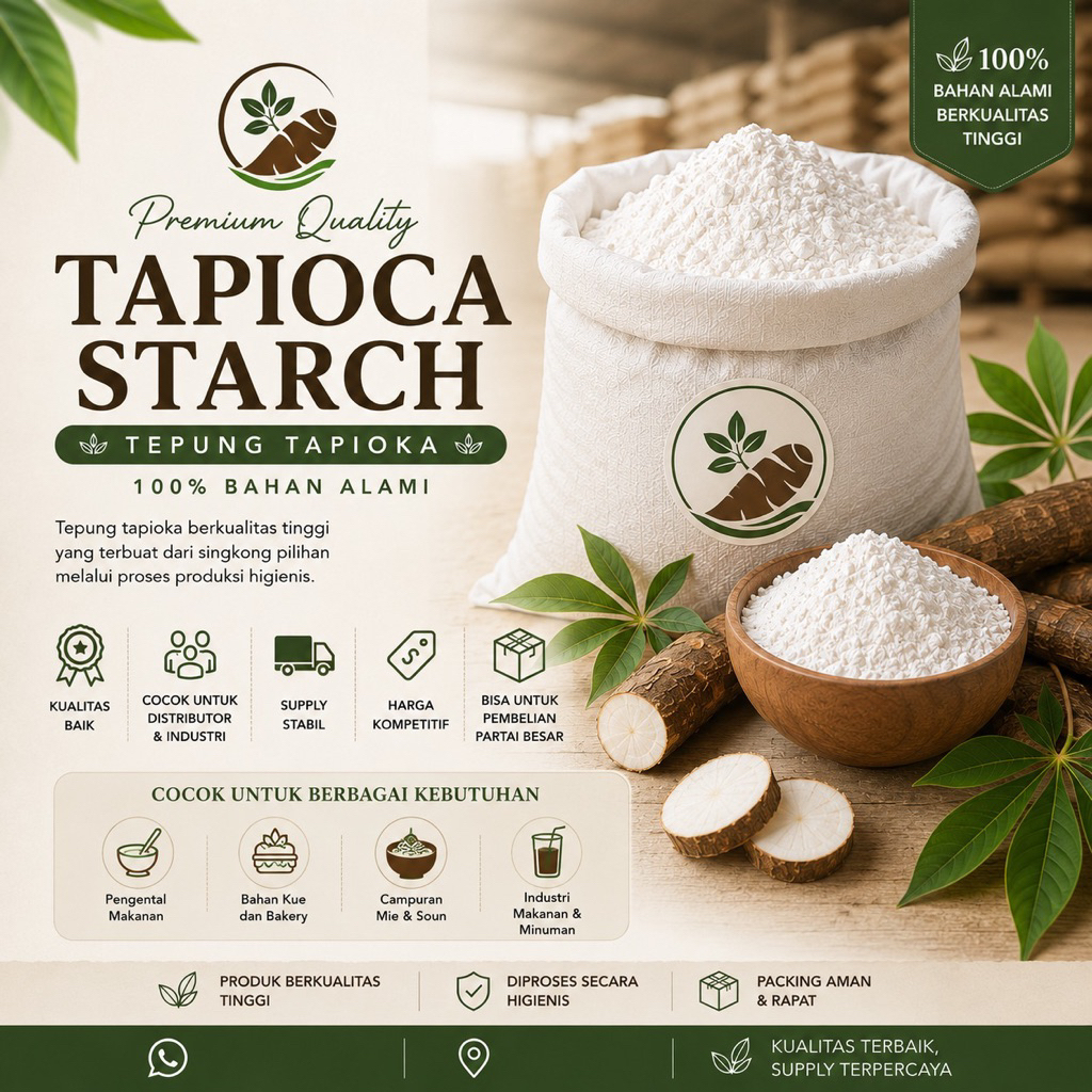 Jual 1KG Tapioca Starch Flour/ Tepung Tapioka Bersih berkualitas, Putih, Halus, Premium Cocok untuk BAKSO, KERUPUK, MIE PENGENTAL, CILOK, dan peracian lainnya. | Shopee Indonesia