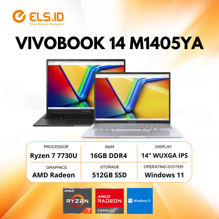 Asus Vivobook 14 M1405YA AMD Ryzen 7 7730U 16GB SSD 512GB 14" WUXGA W11+OHS2024+M365