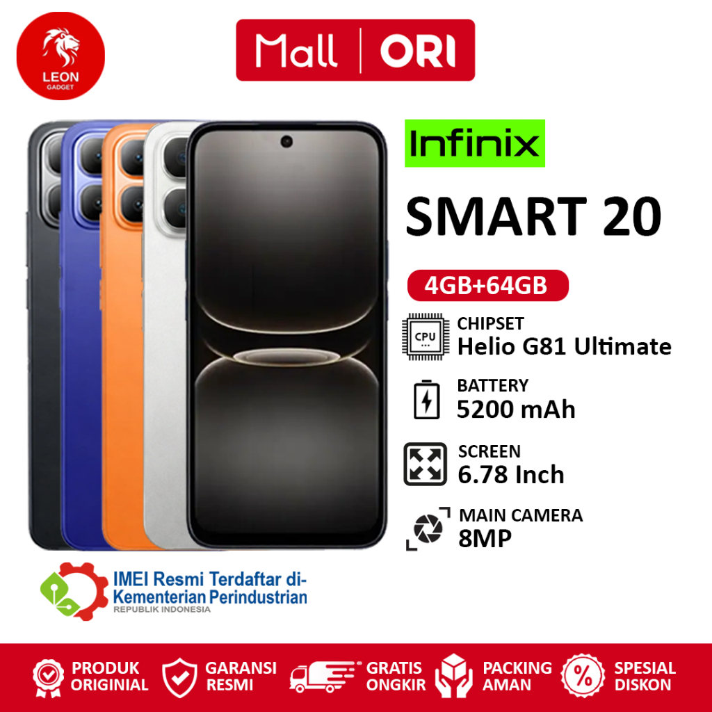 Infinix Smart 20 [4GB+64GB] - Garansi Resmi 1 Tahun