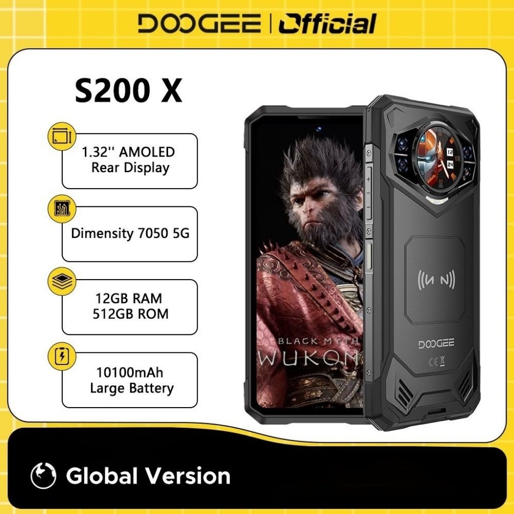 Jual Doogee S200 X Rugged 12GB+512GB 6.72 Inch 10100mAh Android 14 5G NFC | Shopee Indonesia