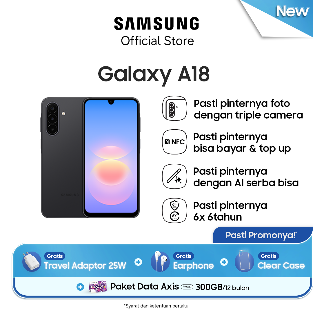Jual Samsung Galaxy A18 4/128GB - Jet Black | Hp AI | IP64 | 5000 mAh | Shopee Indonesia