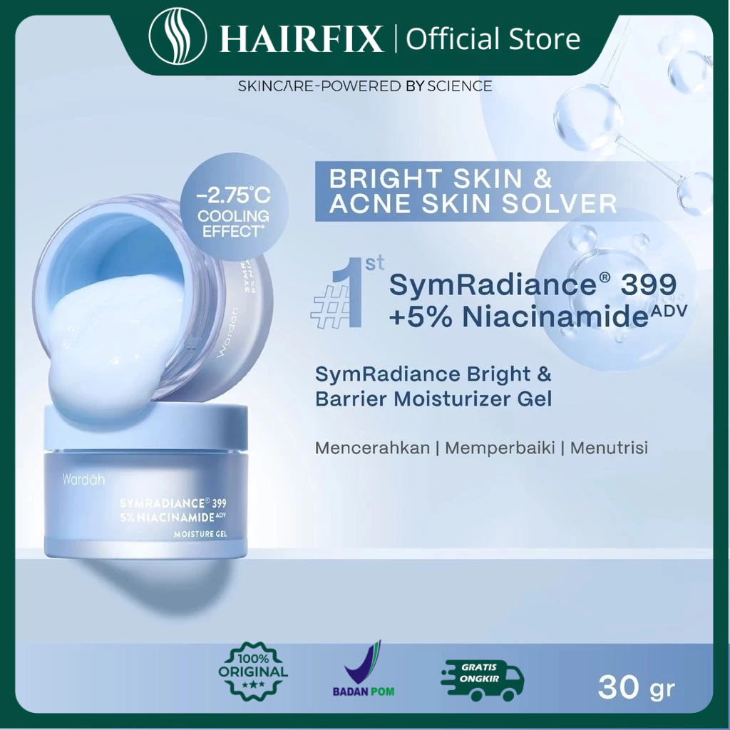 (BPOM) Wardah Symradiance 399 5% Niacinamide ADV Bright & Barrier Boost Moisture Gel - Pelembab Mencerahkan & Skin Barrier