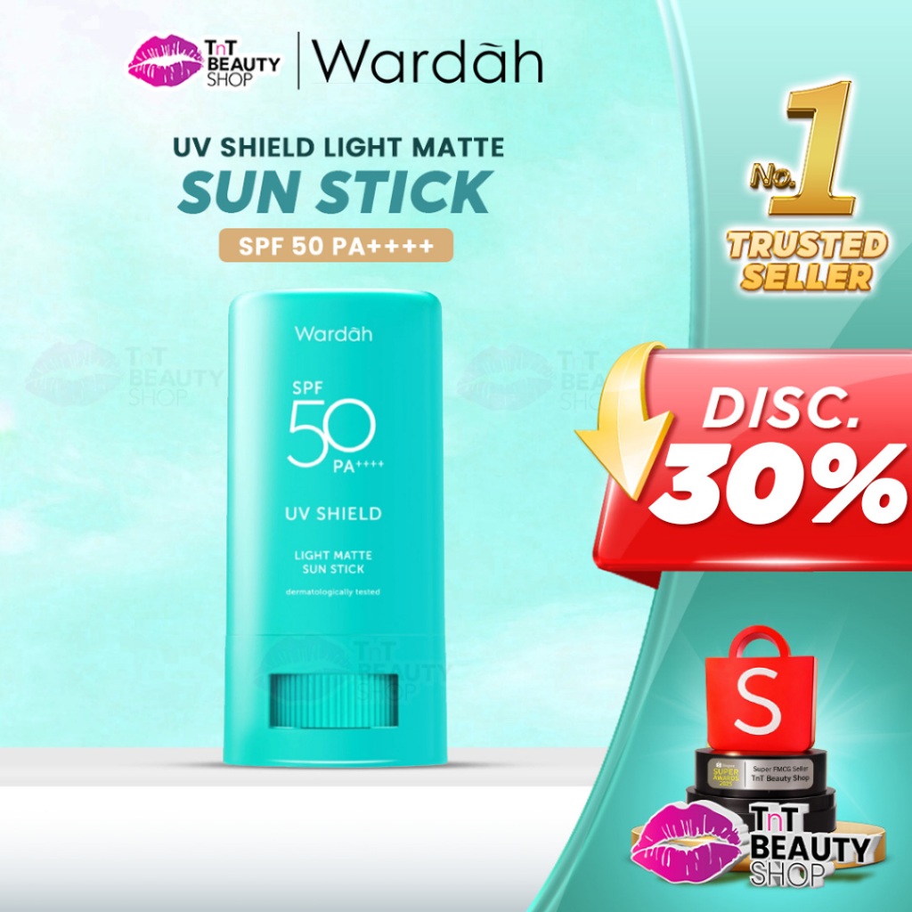 Wardah UV Shield Light Matte Sun Stick SPF 50 PA +++ 22 gr - Sunscreen Wajah 0% Alkohol dan Sebum Control - Tekstur Ringan - Untuk Semua Jenis Kulit | TnT Beauty Shop