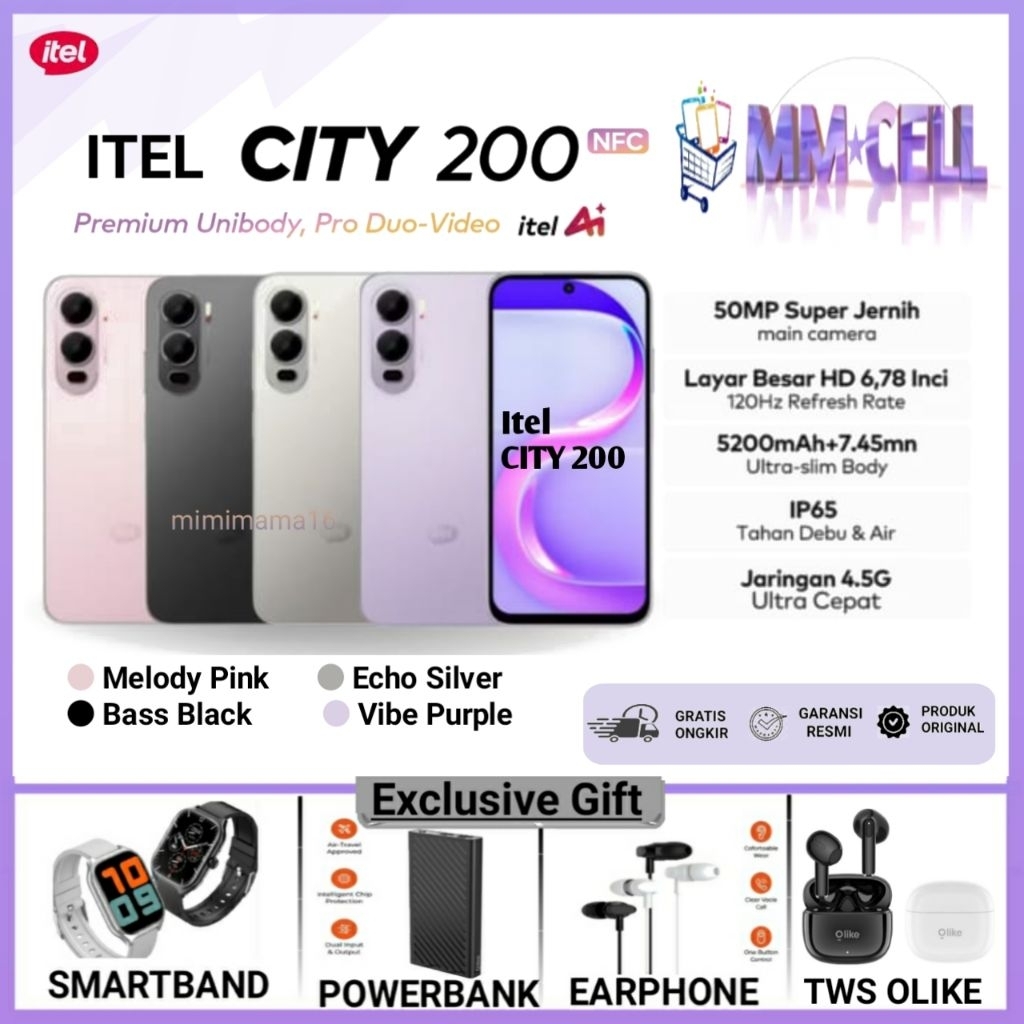 ITEL CITY 200 4/128 GB GARANSI RESMI ITEL INDONESIA