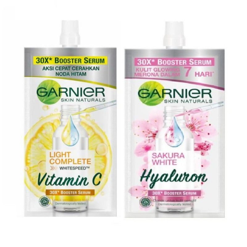 GARNIER Light Complete Vitamin C 30x | Sakura White Hyaluron 30x Booster Serum 7.5ml Sachet || shinecos ✨