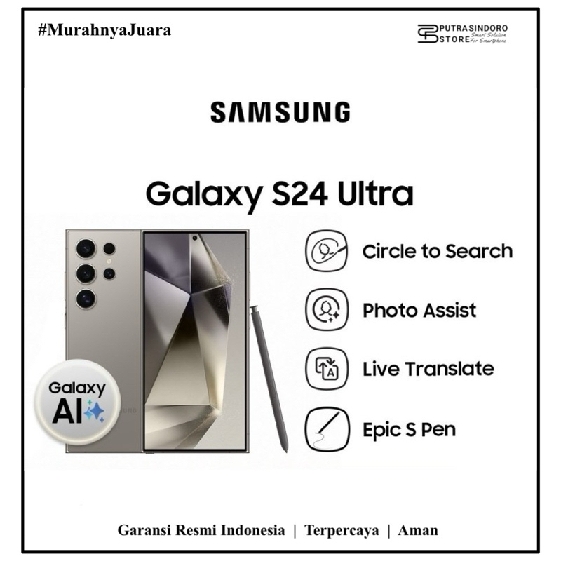 Samsung Galaxy S24 Ultra 5G AI Smartphone 12/256 12/512 12/1TB Garansi Resmi SEIN