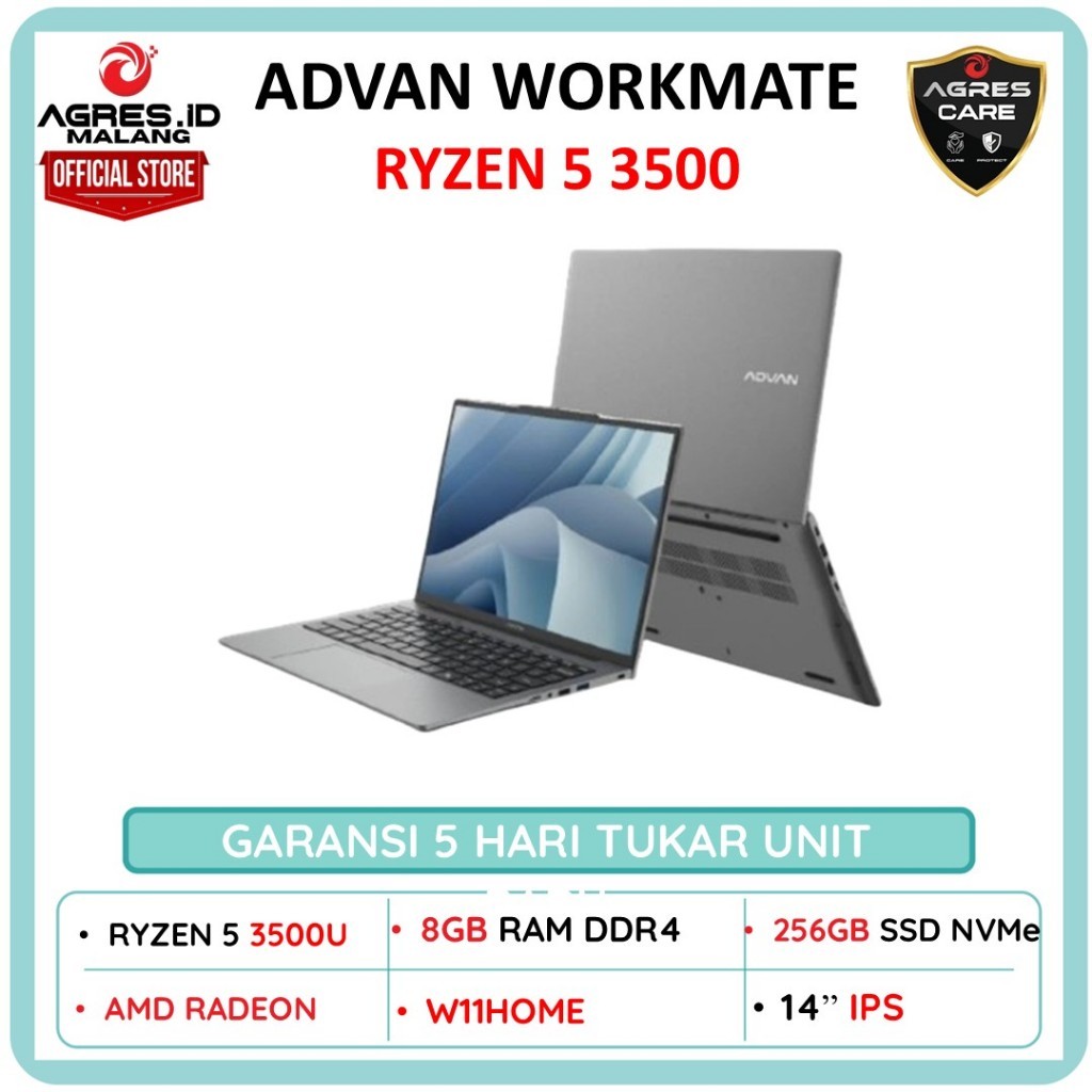 ADVAN WORKMATE RYZEN 5 3500 8GB 256GB W11 14" UWUXGA IPS GRY