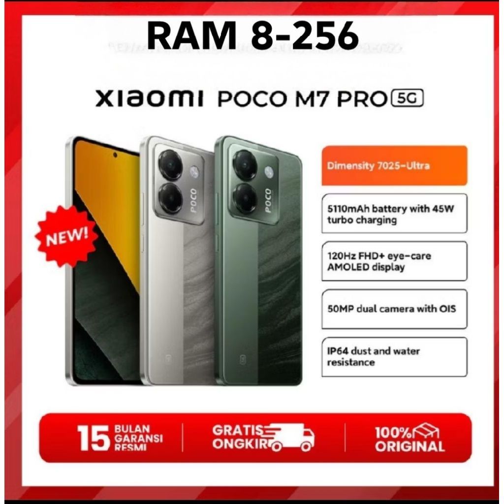 XIAOMI POCO M7 PRO 5G DAN M7 RAM 8/256 GARANSI RESMI