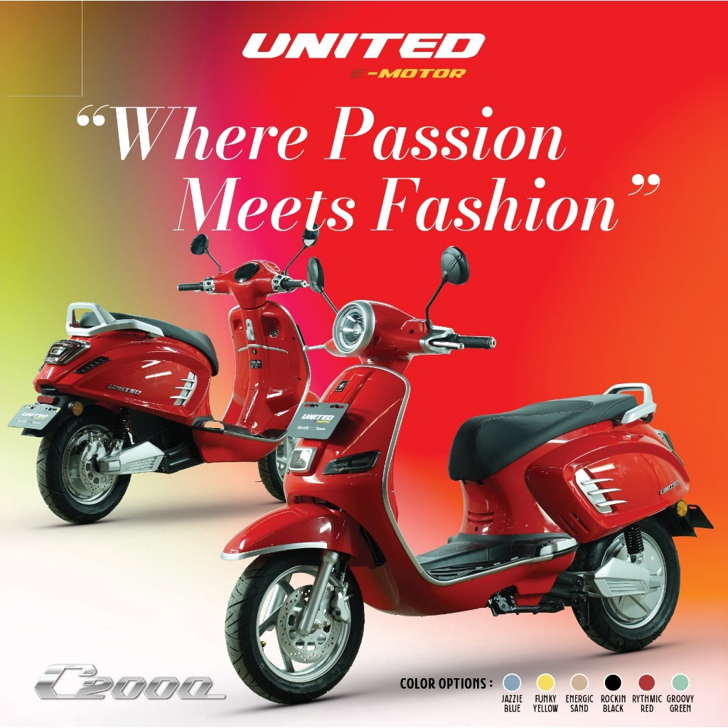 Jual Motor Listrik UNITED C2000 Dua Baterai Lithium 185km OTR Jawa Barat | Shopee Indonesia