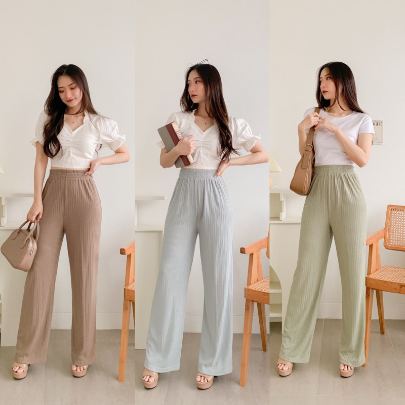 Jual Tometoh | Lily Kulot Knit Rajut HighWaist (Tanpa Saku) Celana Wanita | Shopee Indonesia